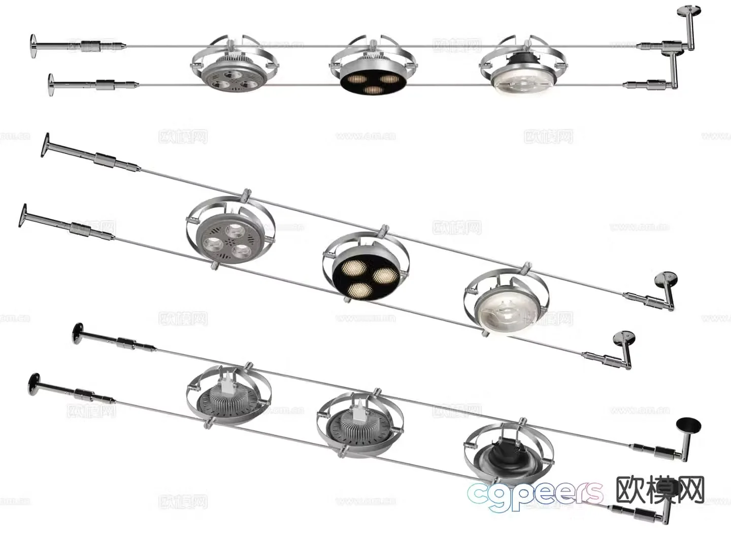 Industrial downlight spotlight wire lamp track light 3d model
