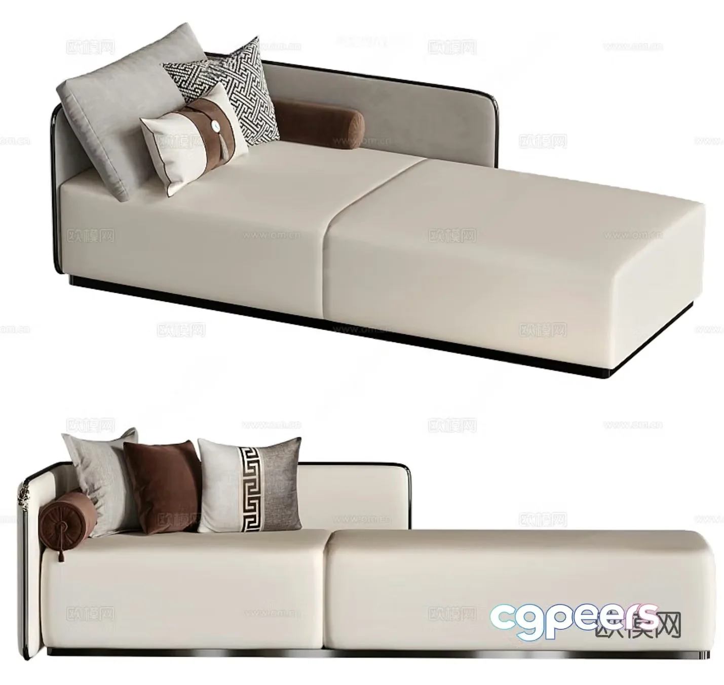 New Chinese style imperial chaise longue sofa stool 3D model