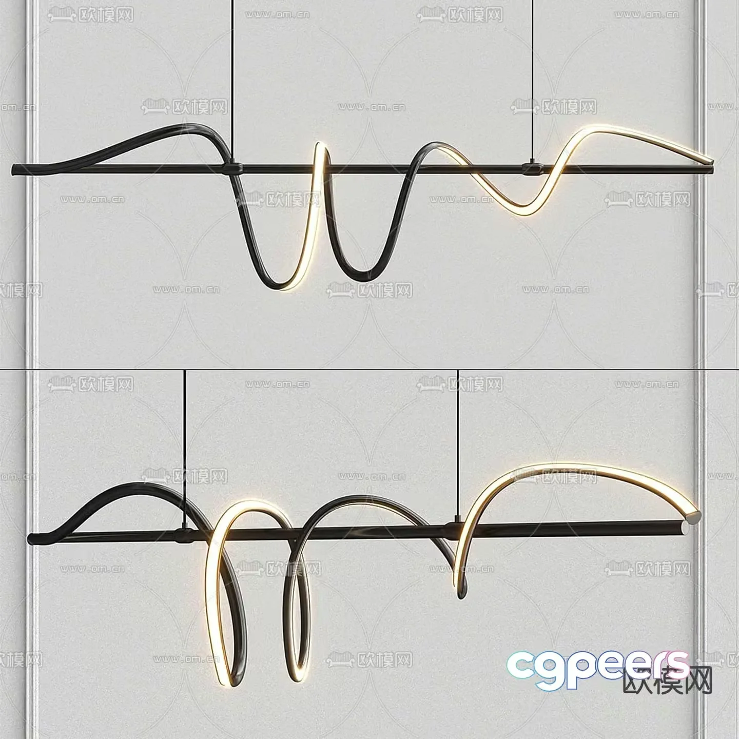 One-line chandelier art chandelier 3d model