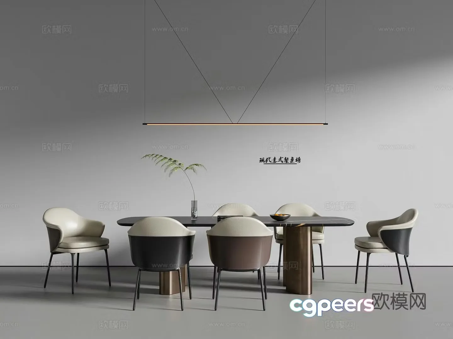 Modern Italian dining table and chairs Marble dining table 3d model