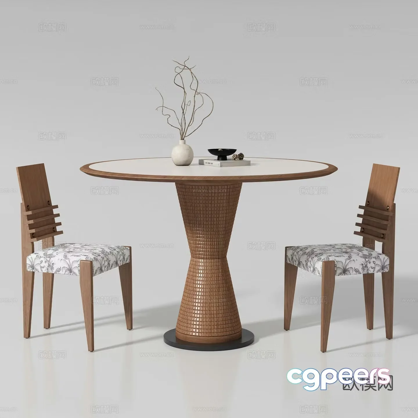 Medium style dining table and chair 3D model