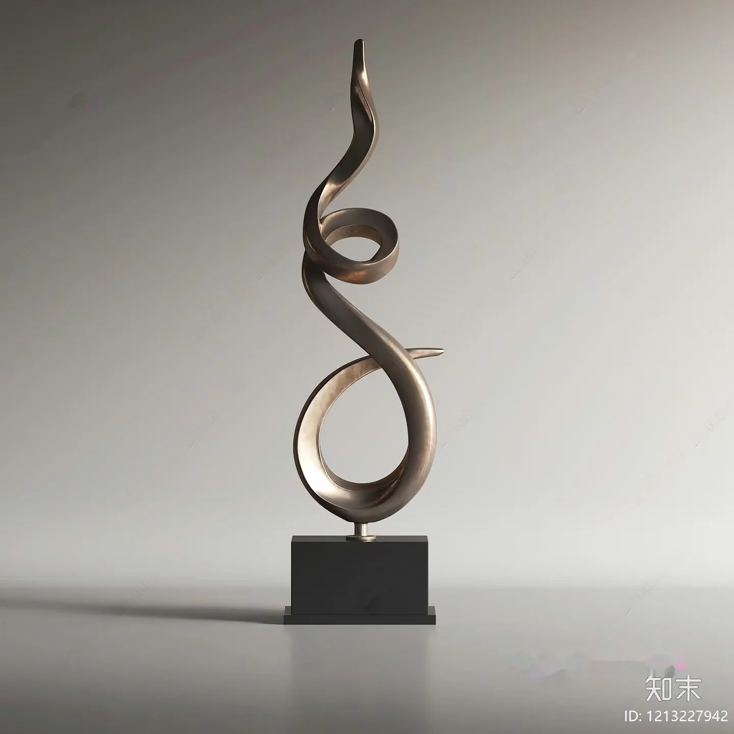 A Modern Sculpture With A Silver Base And A Gray Background 3D Model – 12552 – VRAY Render