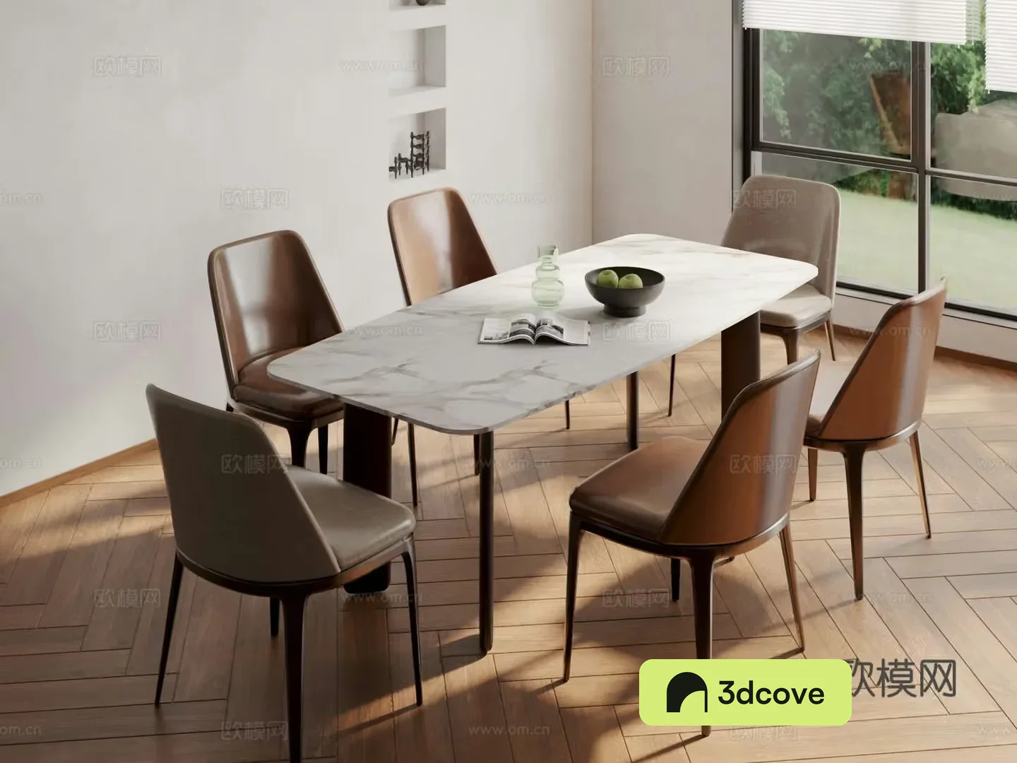 Modern slate dining table and chairs