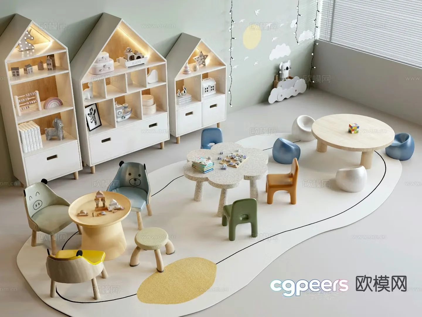 Children’s leisure tables and chairs toy tables and chairs 3D model
