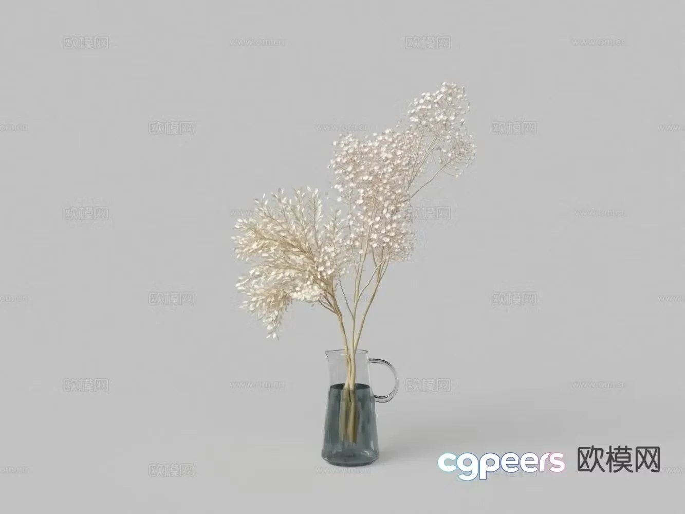 glass vase floral 3d model