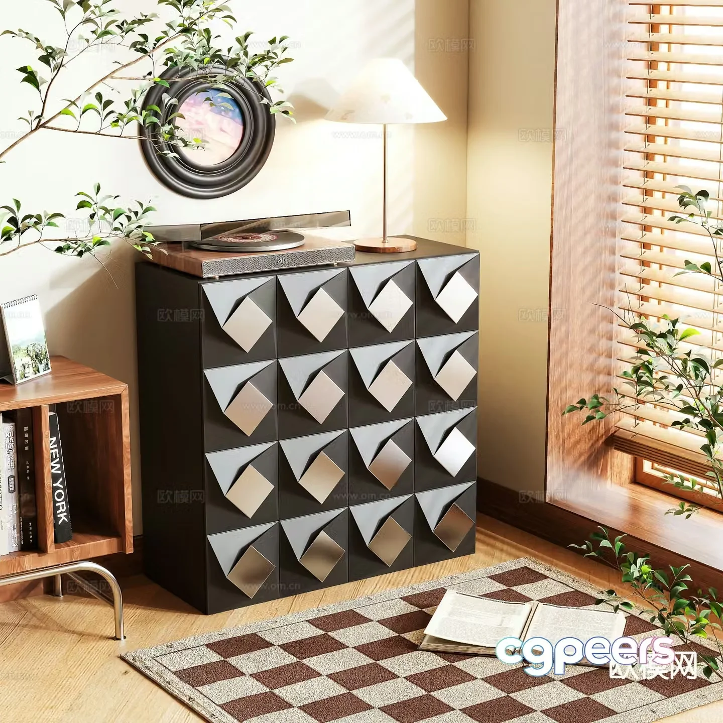 Medieval style side cabinet and entrance cabinet 3D model