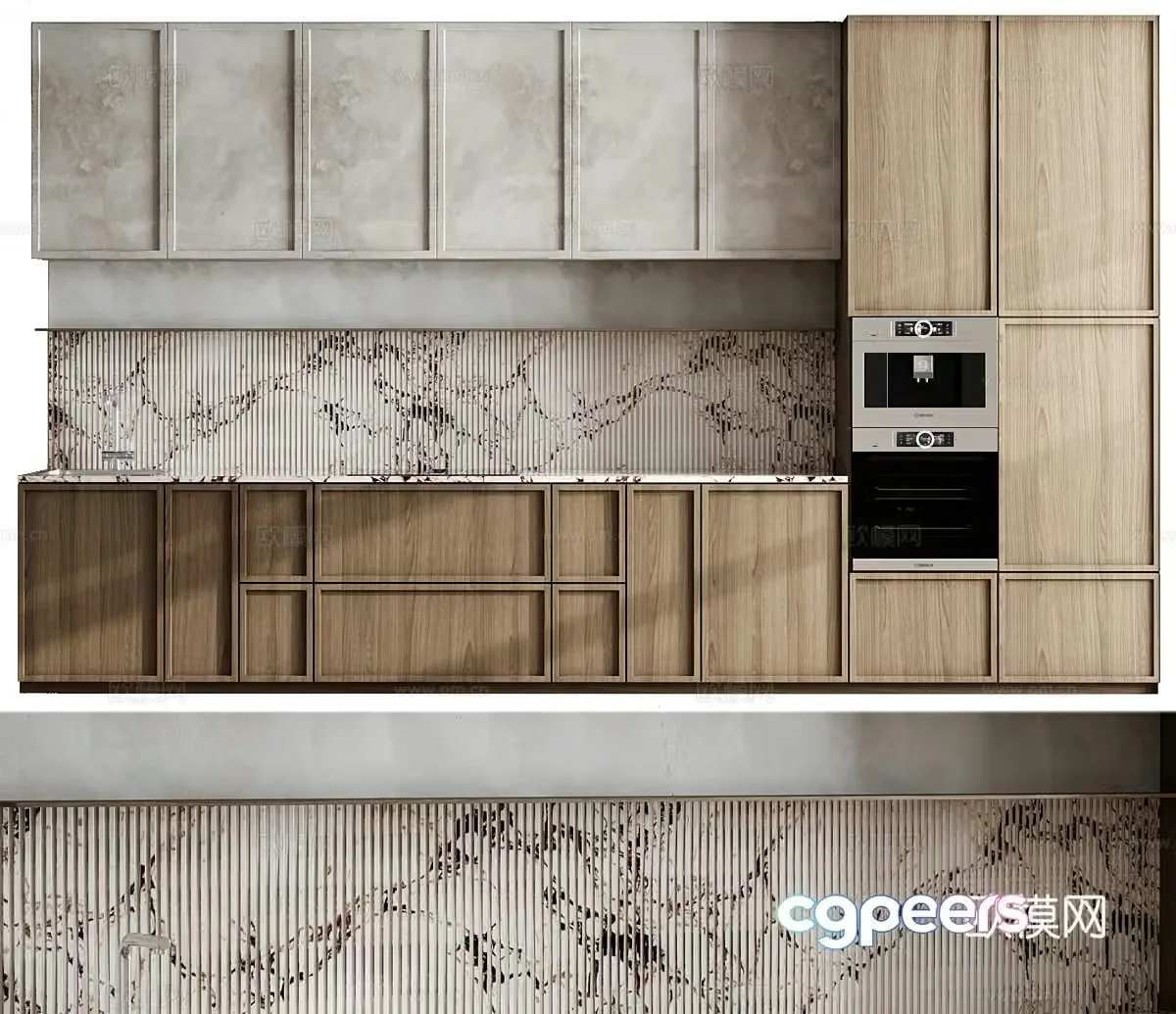 Medium-old kitchen cabinet cabinet cabinet wall cabinet integrated cabinet 3D model