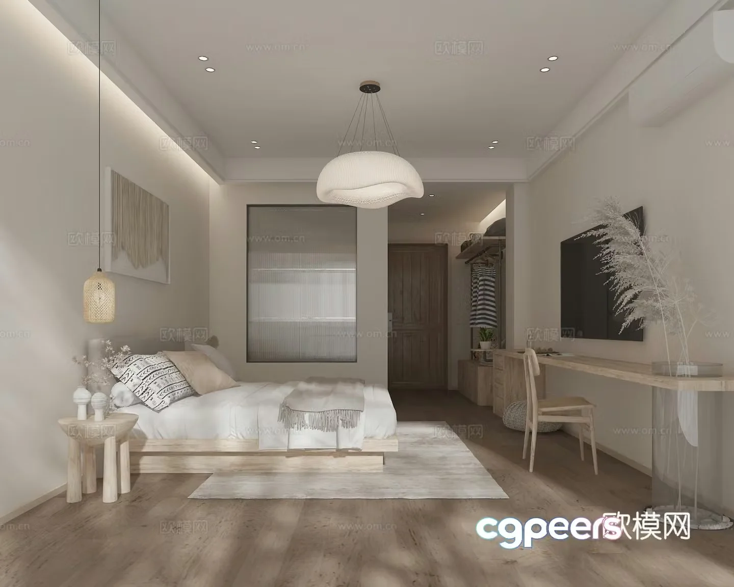 Modern B&B Bedroom 3D Model