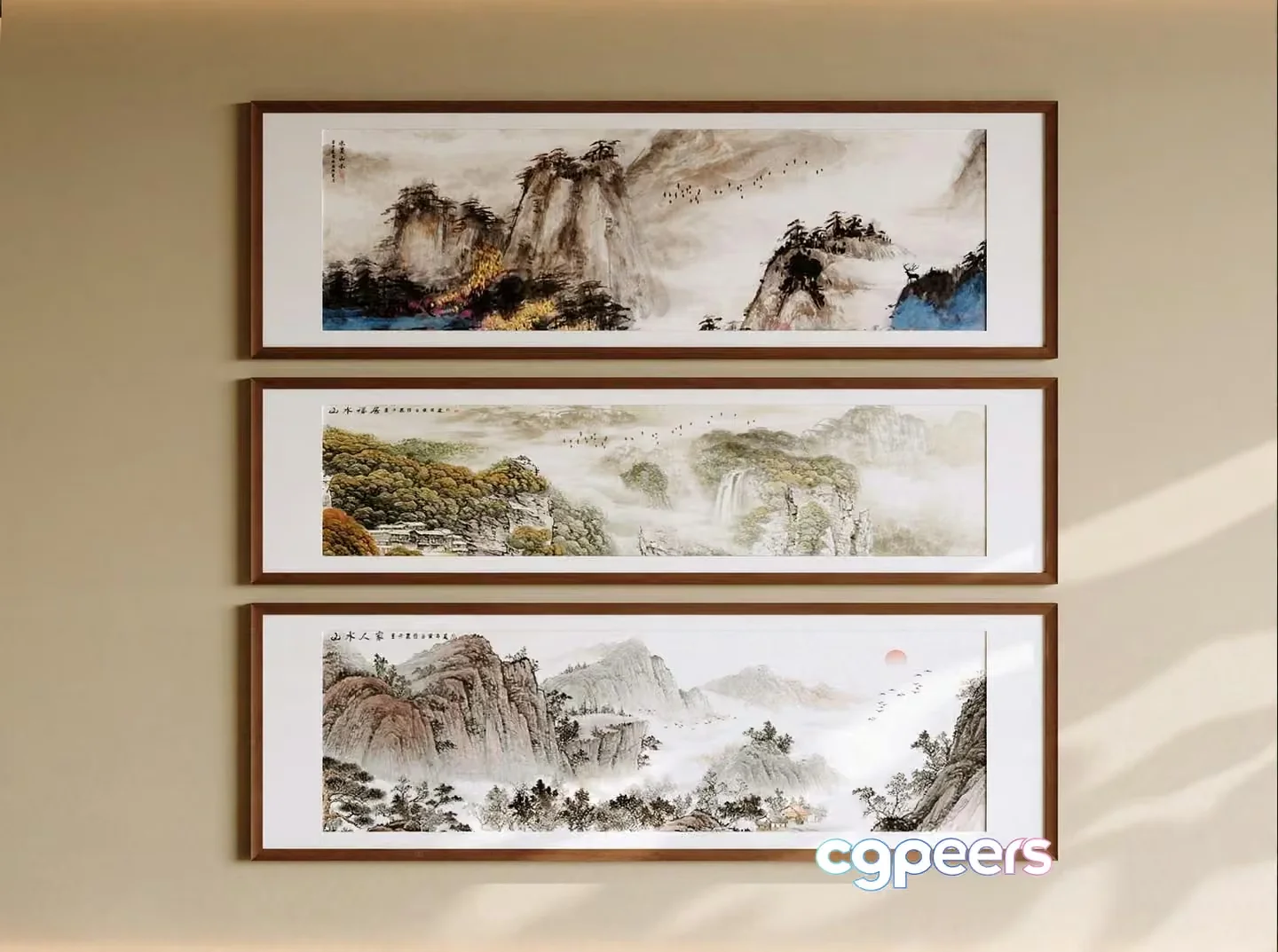 A Set Of Three Framed Paintings 3D Model – 14557 – CORONA Render