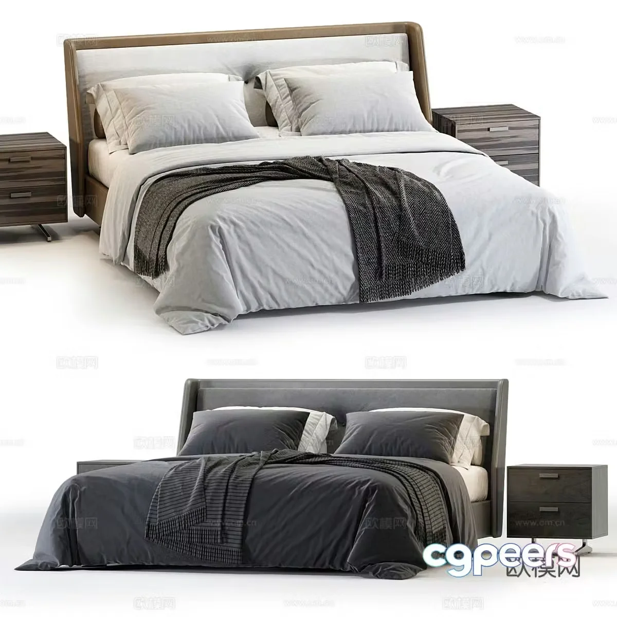 Modern Italian Minotti Spencer fabric double bed 3D model