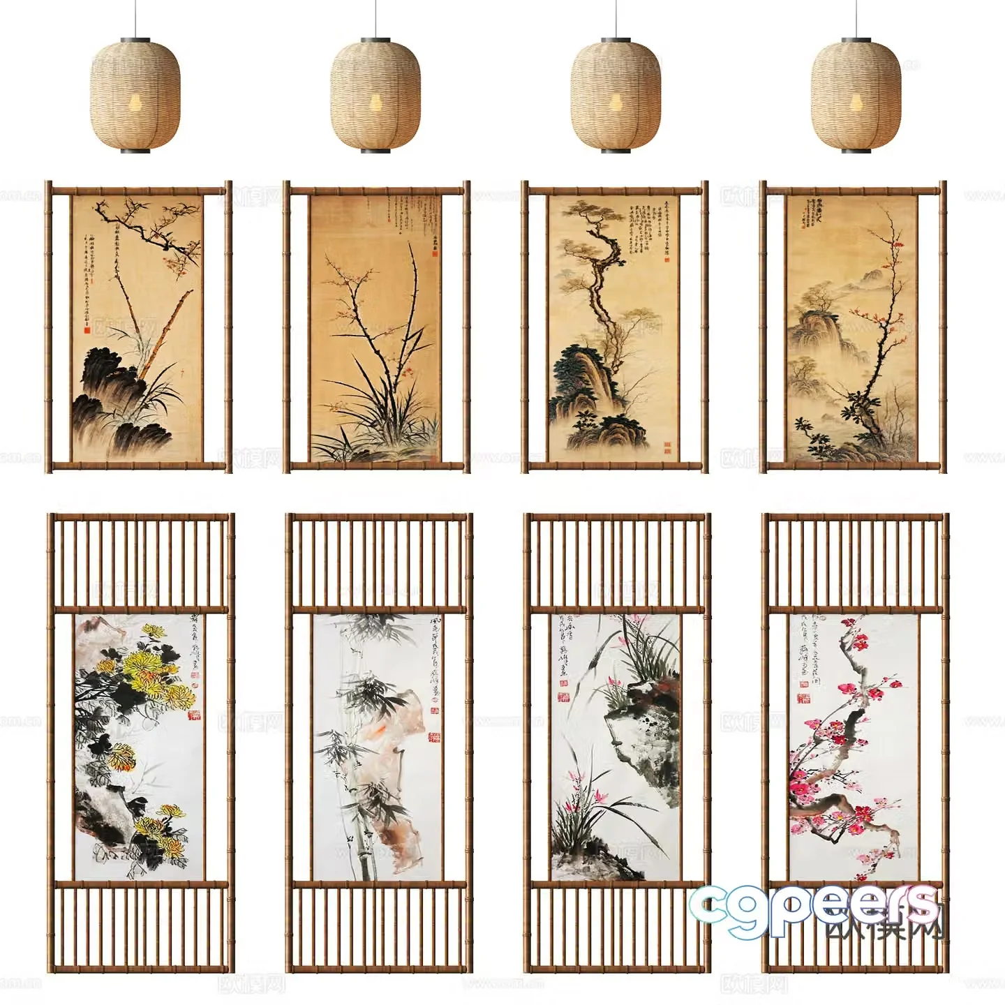 Chinese screen 3d model