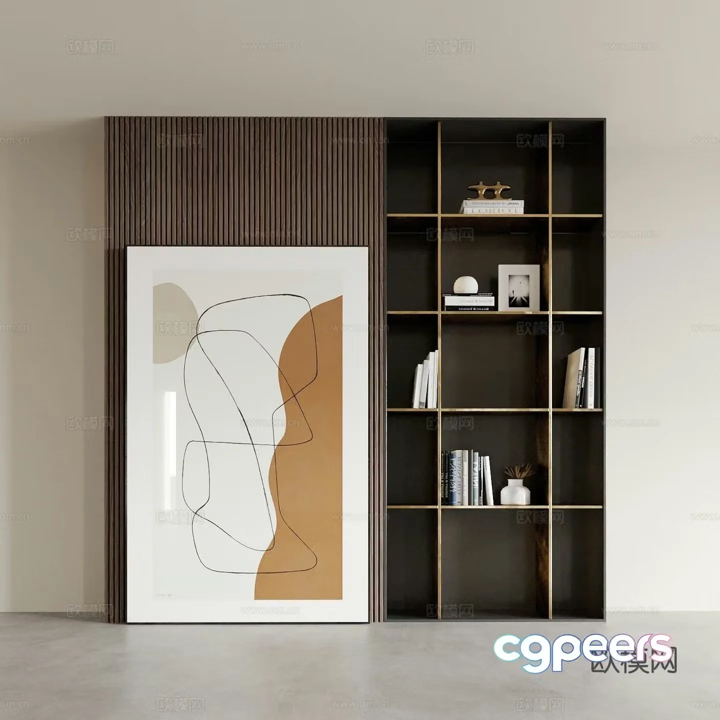 Modern bookshelf locker 3d model
