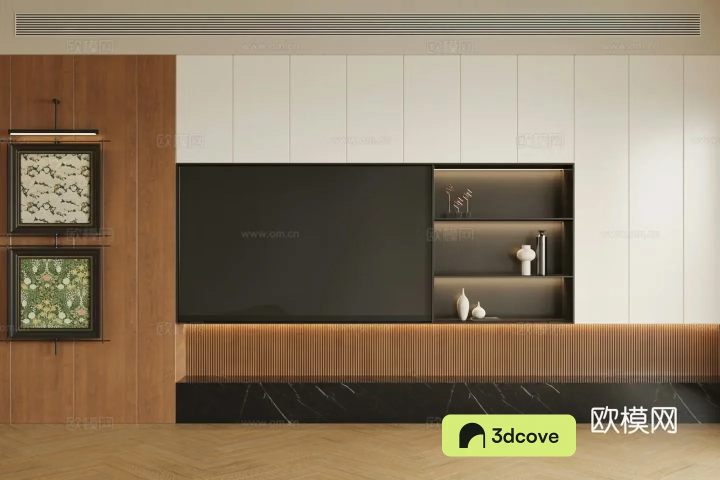 Log style living room background wall Living room background wall TV background wall Middle style TV background wall 3d model