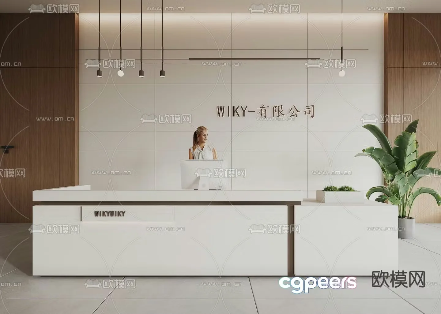 Front desk service desk reception hall information desk 3d model