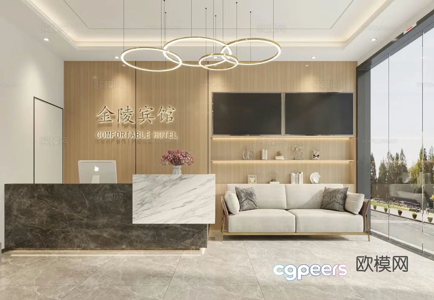 Hotel lobby 3d model