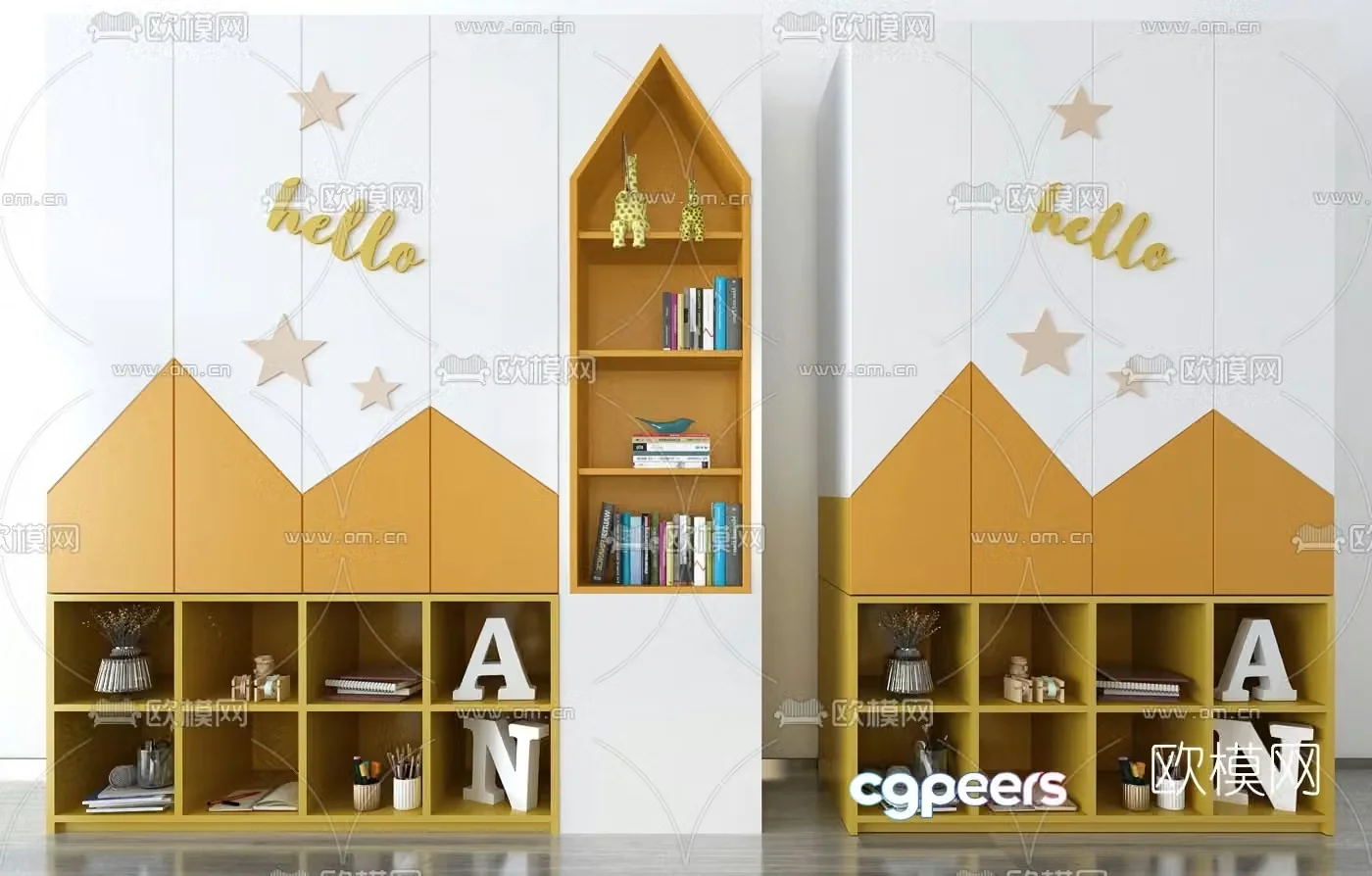 Nordic simple children’s decorative cabinet 3D model