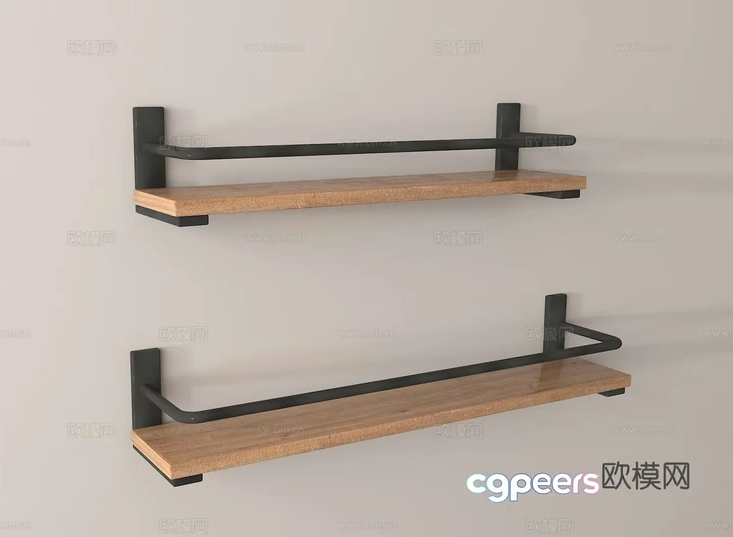 Home storage storage shelf recommendation wall-mounted shelf wood metal combination 3D model