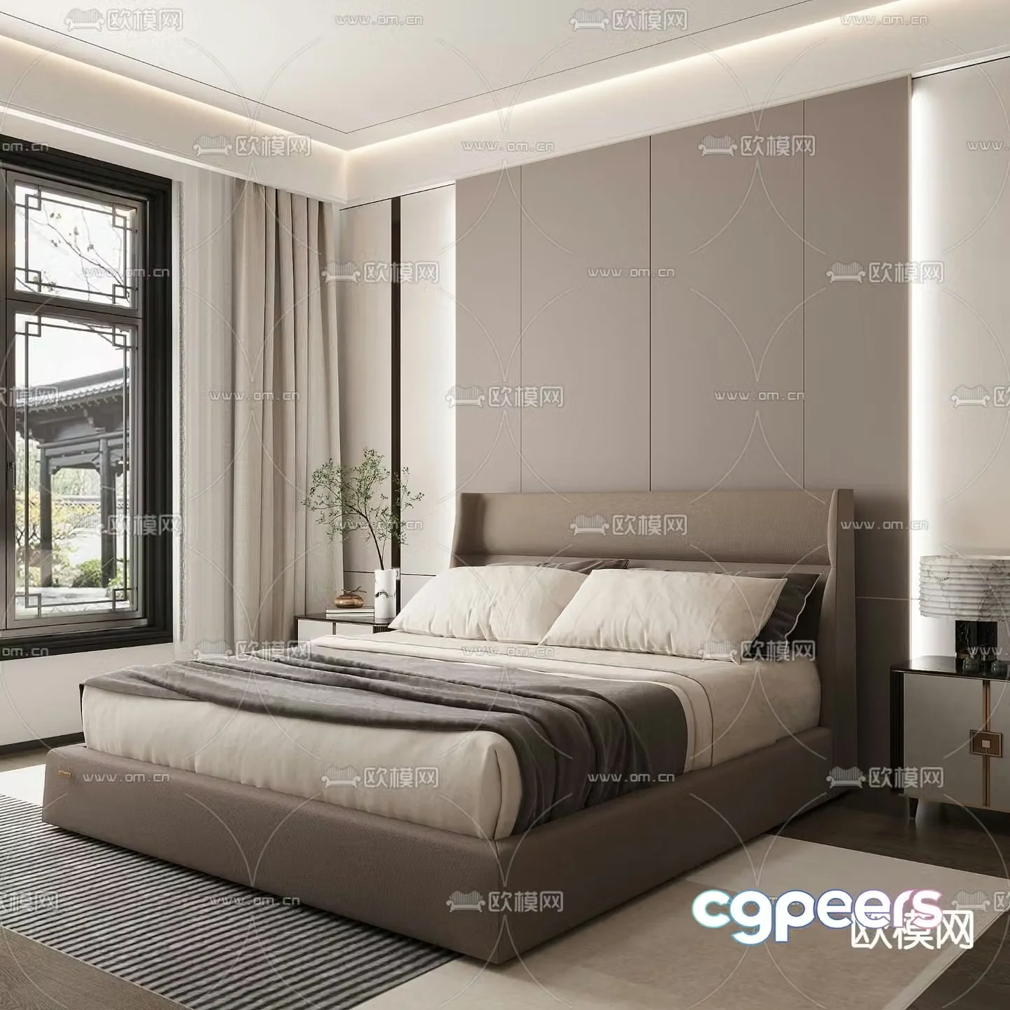 Modern double bed 3d model