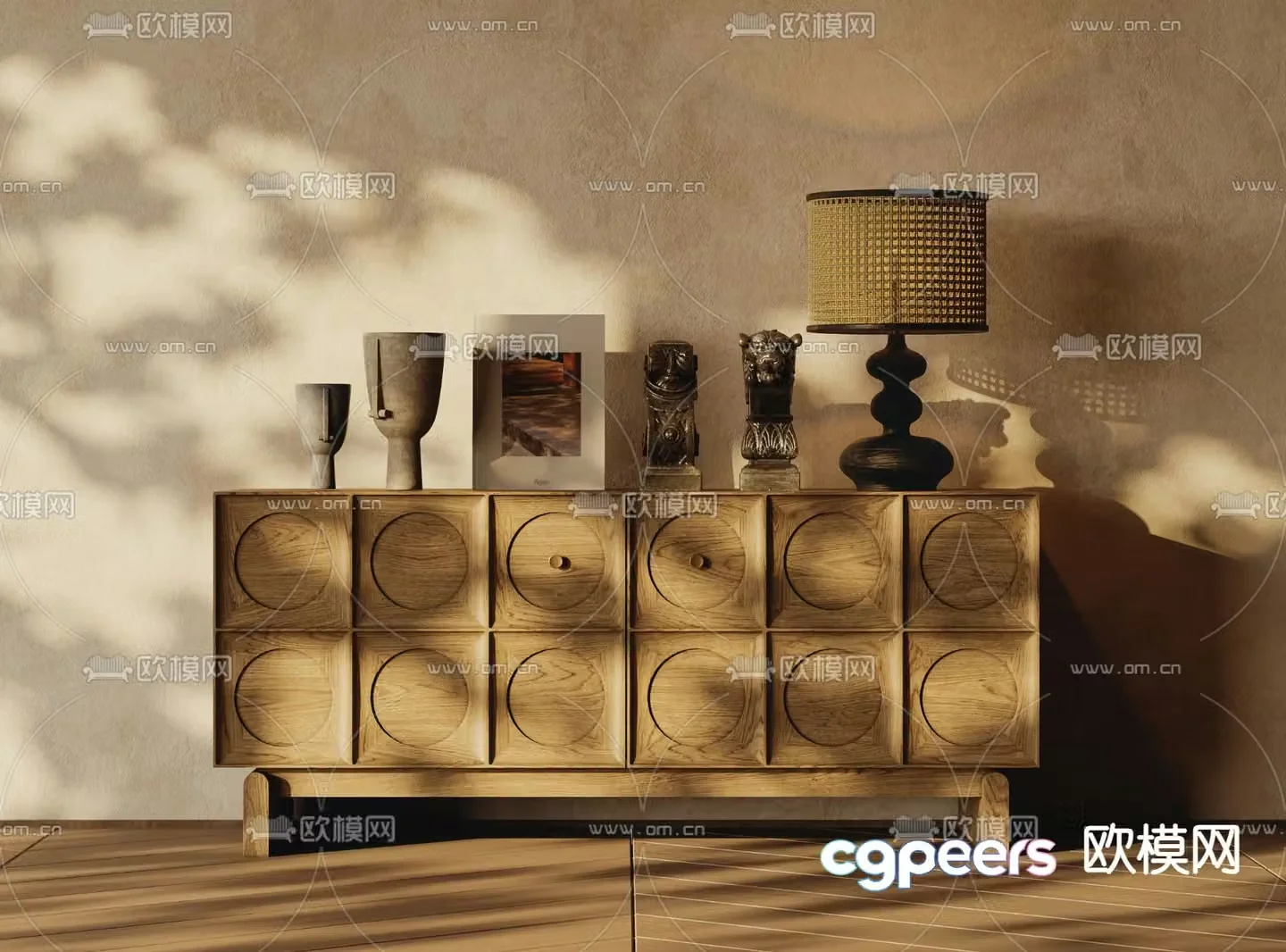 Middle-aged side cabinet porch cabinet end view cabinet 3D model