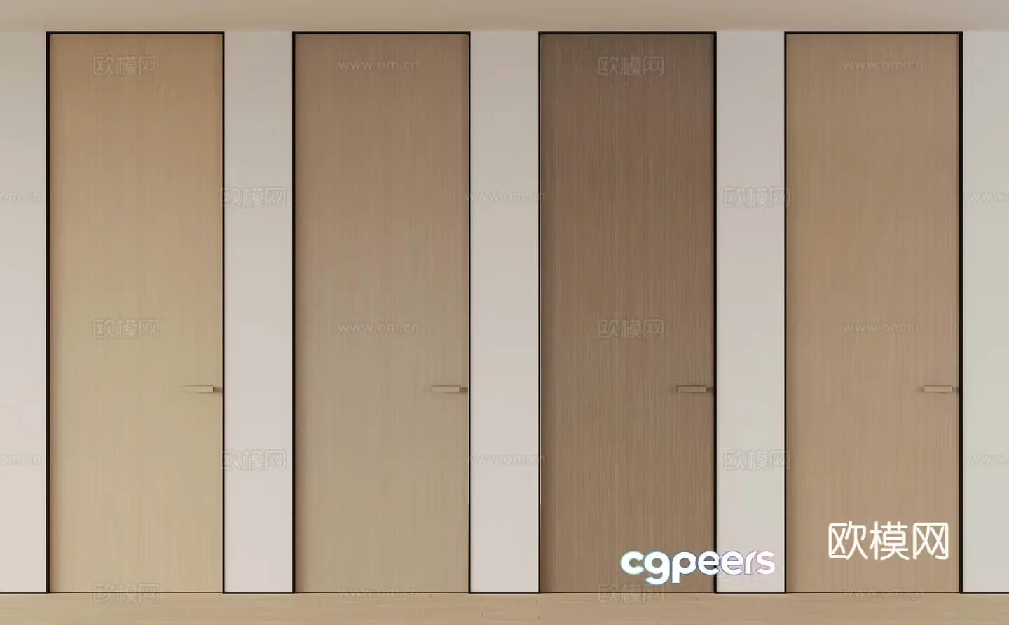 New Chinese style single door room door invisible door narrow frame door solid wood door 3d model