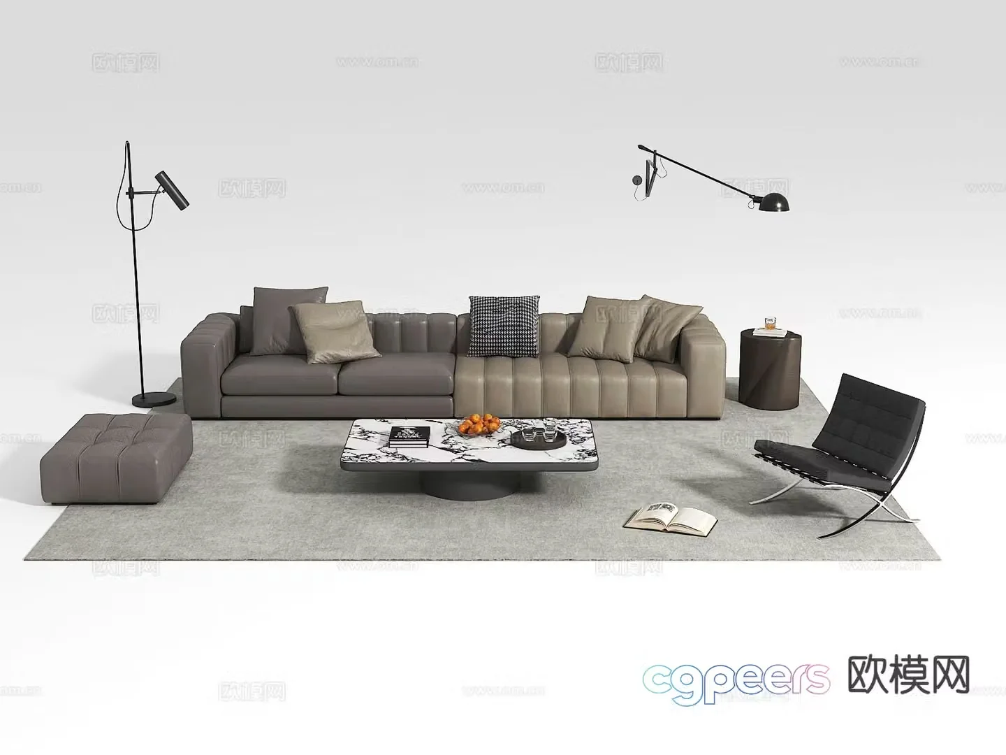 Modern sectional sofa 3d model