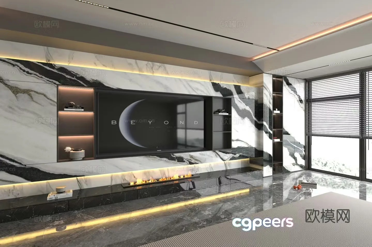 3d model of TV background wall