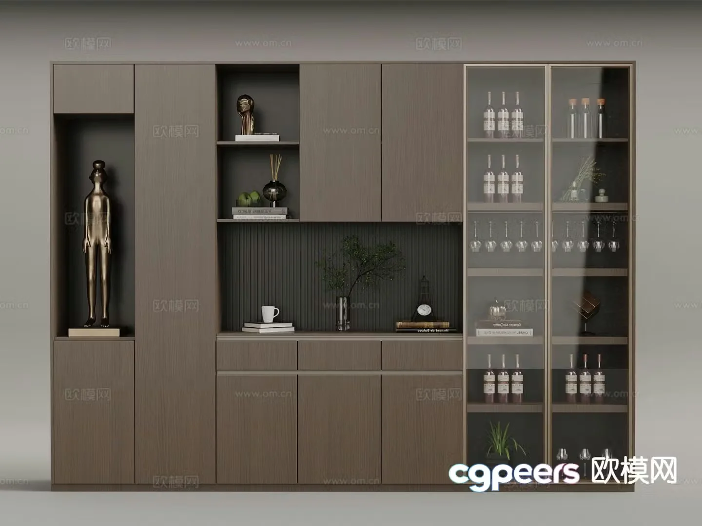 Italian wine cabinet integrated cabinet 3D model