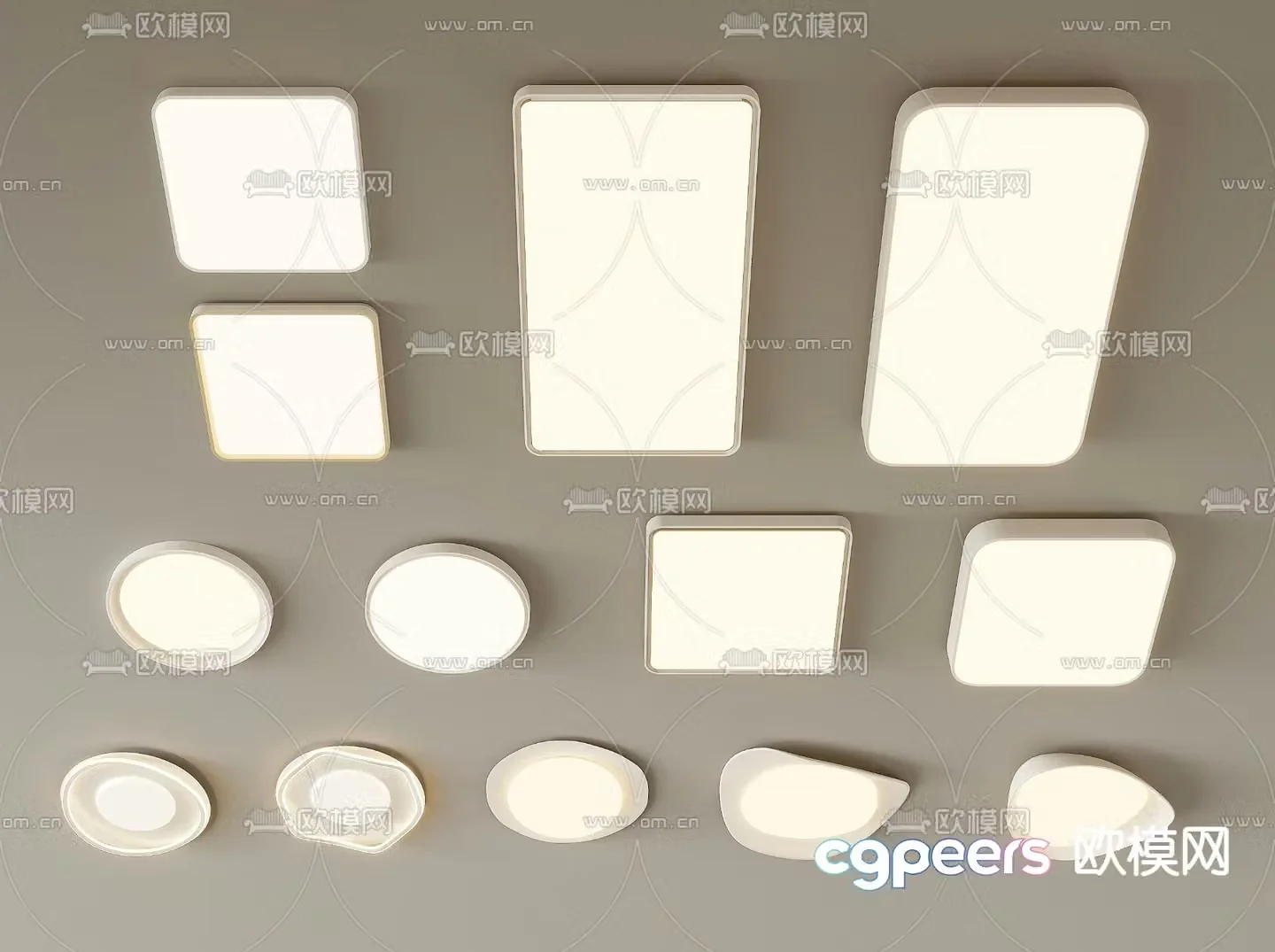 Cream style ceiling lamp geometric ceiling lamp 3d model