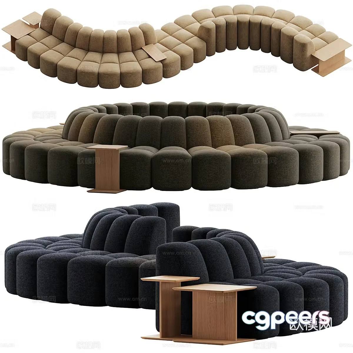 Modern Italian Mdf Italia modular sofa 3d model