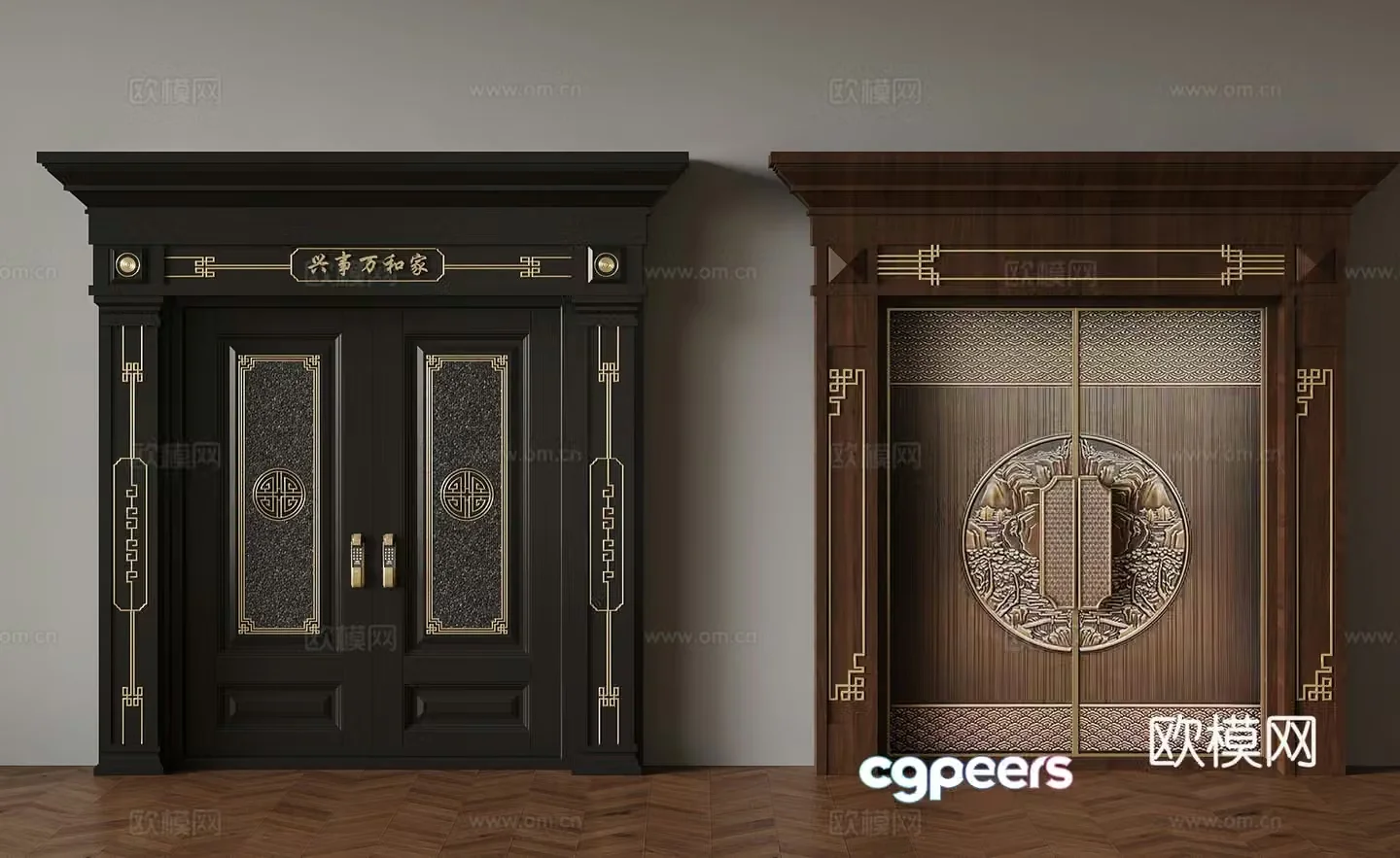 24 French double-opening door entrance door 3D model