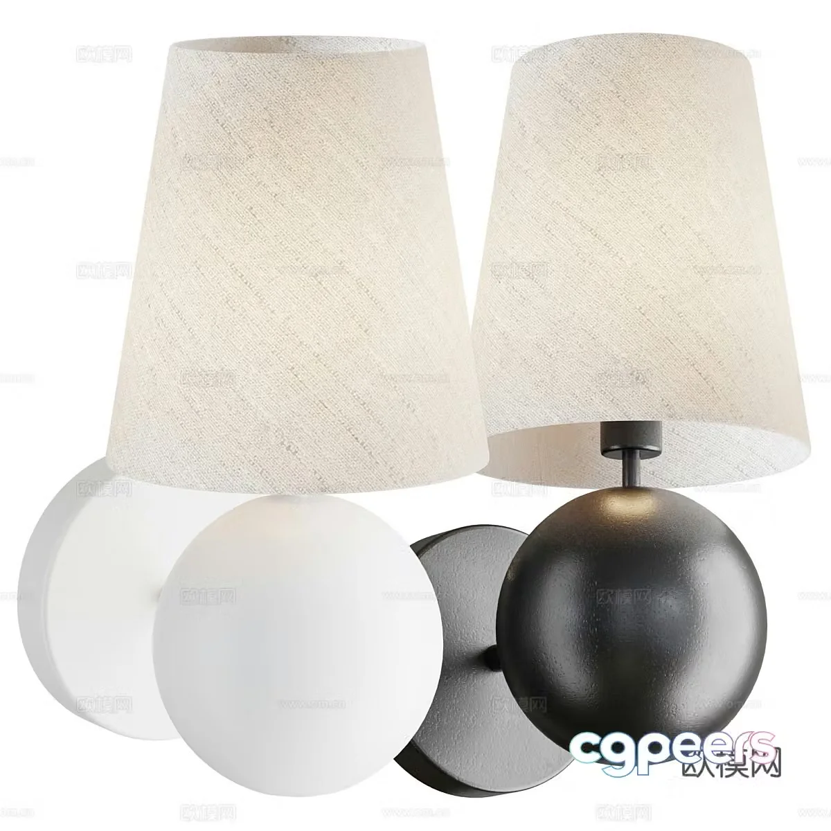 New Chinese style Wasabi decorative wall light 3D model