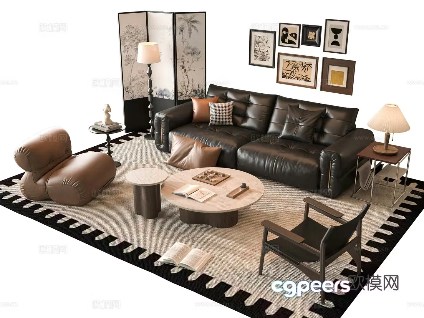 French sofa combination 3D model