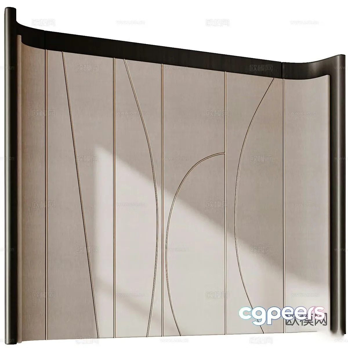 New Chinese style bedside background wall 3D model