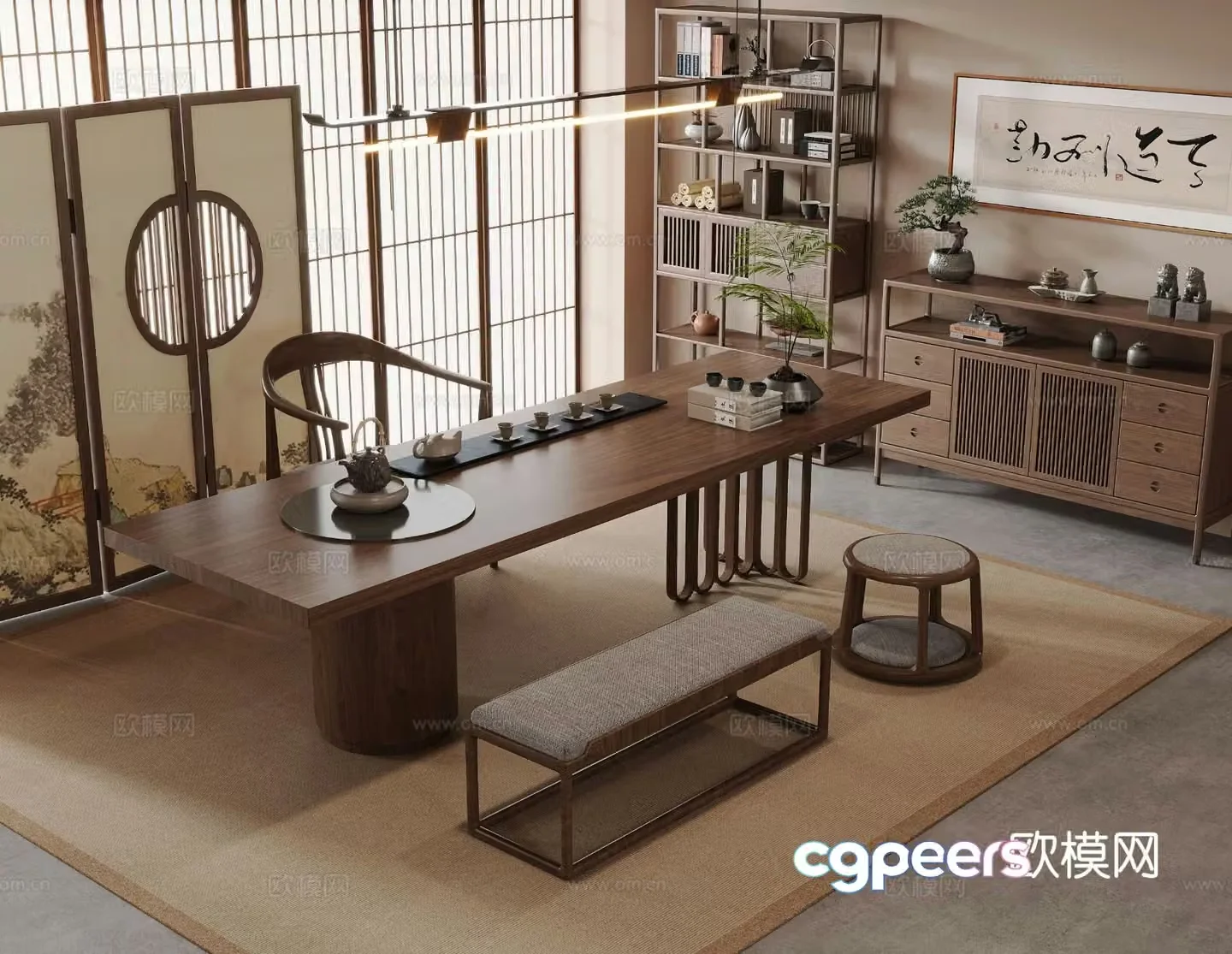 New Chinese style tea table tea table 3d model