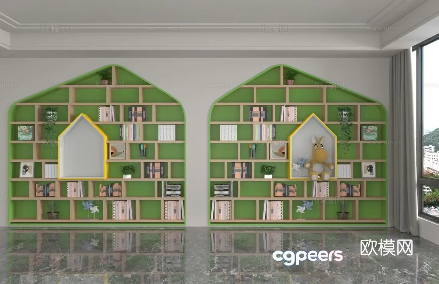 Modern wall cabinet bookcase 3d model