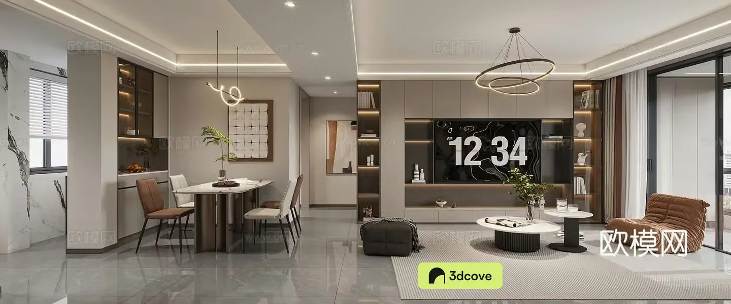 Modern living and dining room