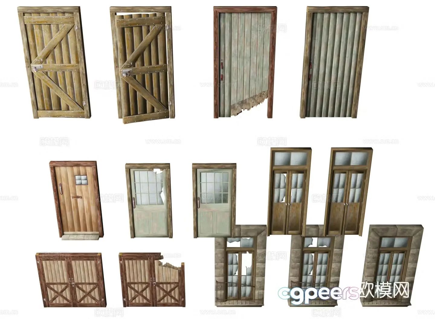 Door Collection World War II War Architecture Military Theme 3D Model