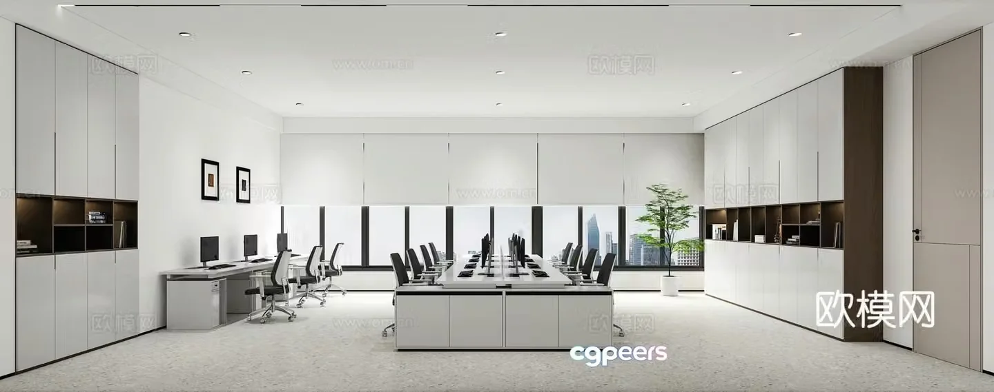 Modern employee office public office area 3d model
