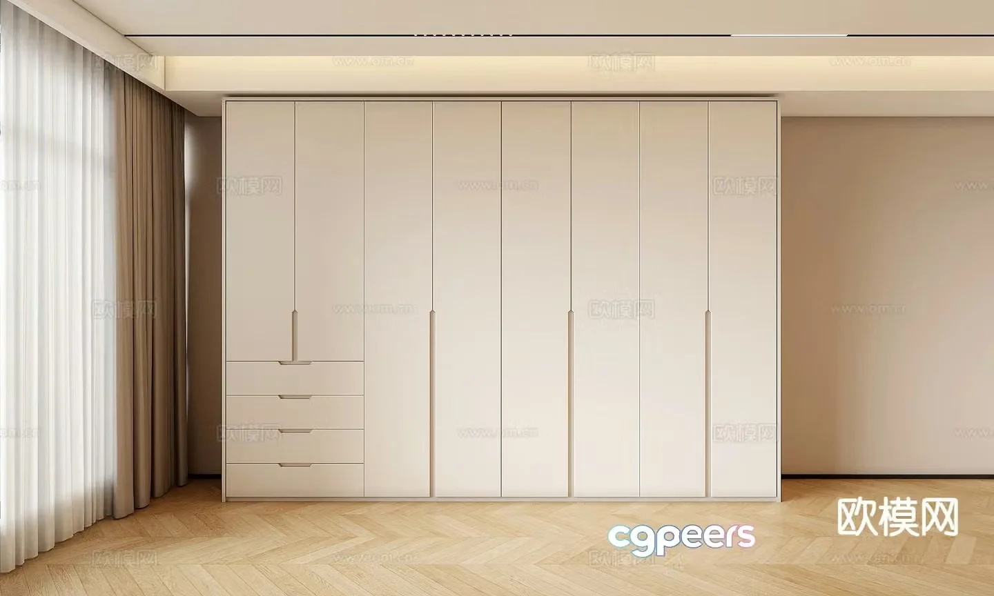Cream style wardrobe wardrobe 3d model