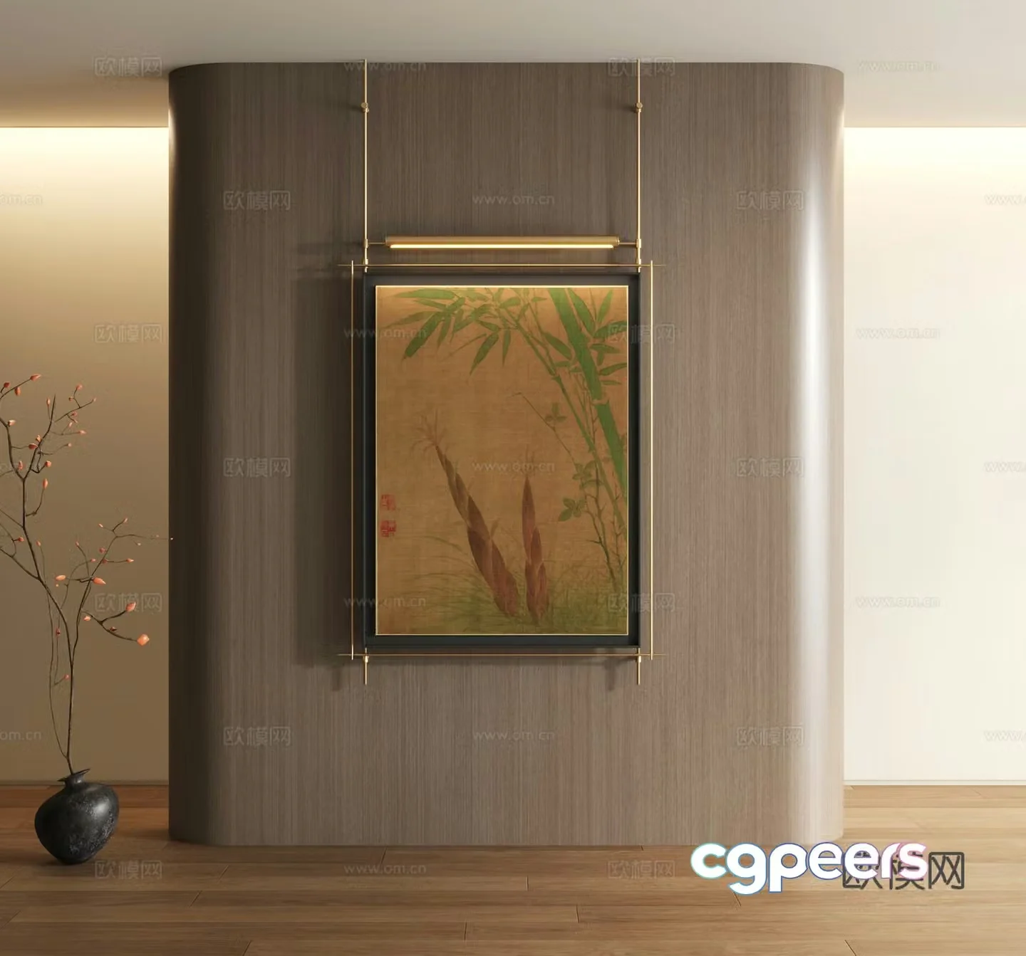Song style decorative painting New Chinese style landscape painting 3D model
