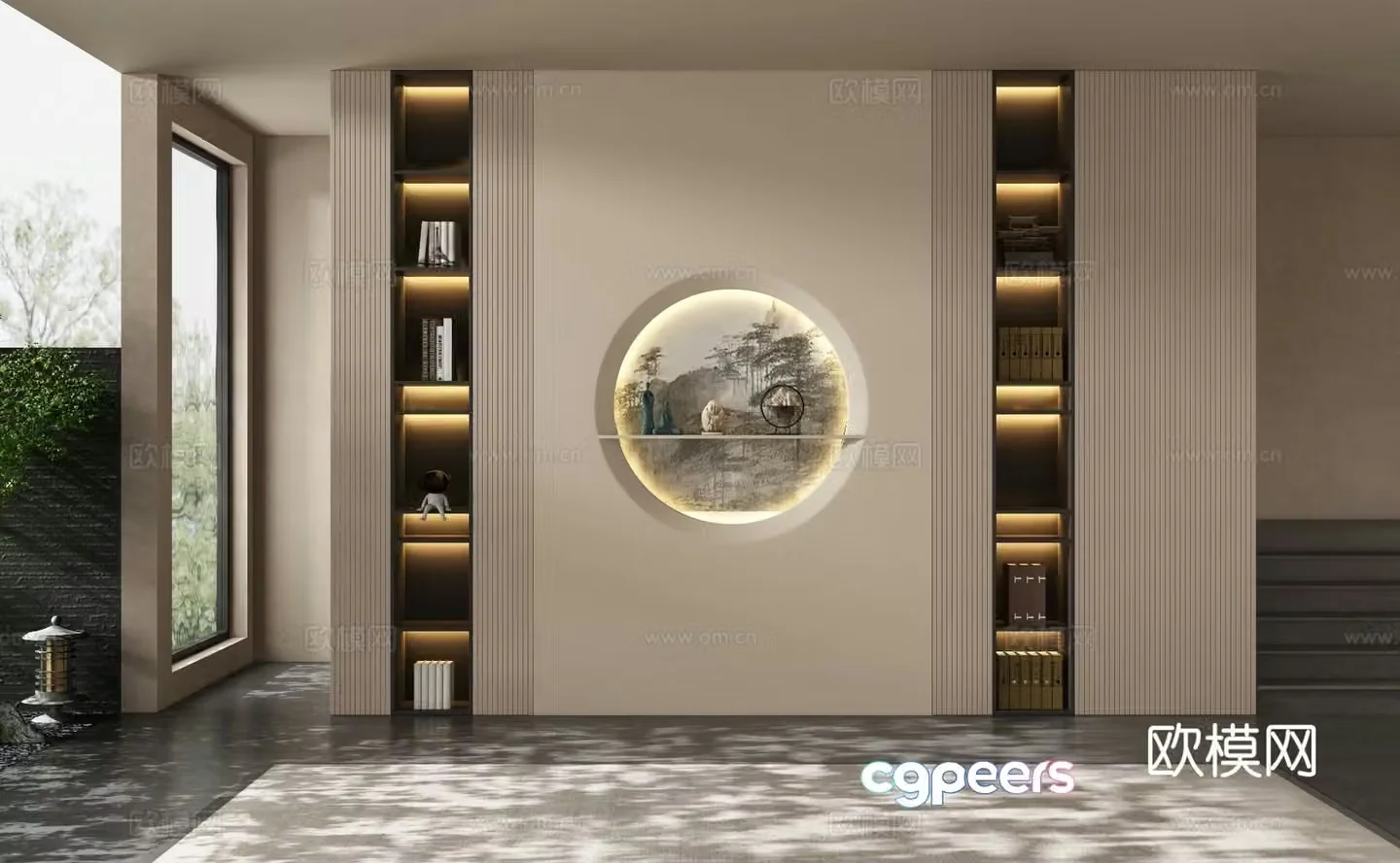 New Chinese tea room background wall 3D model