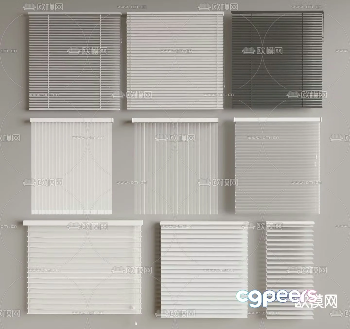 Modern curtains Venetian blinds Blackout blinds Folding curtains 3D model