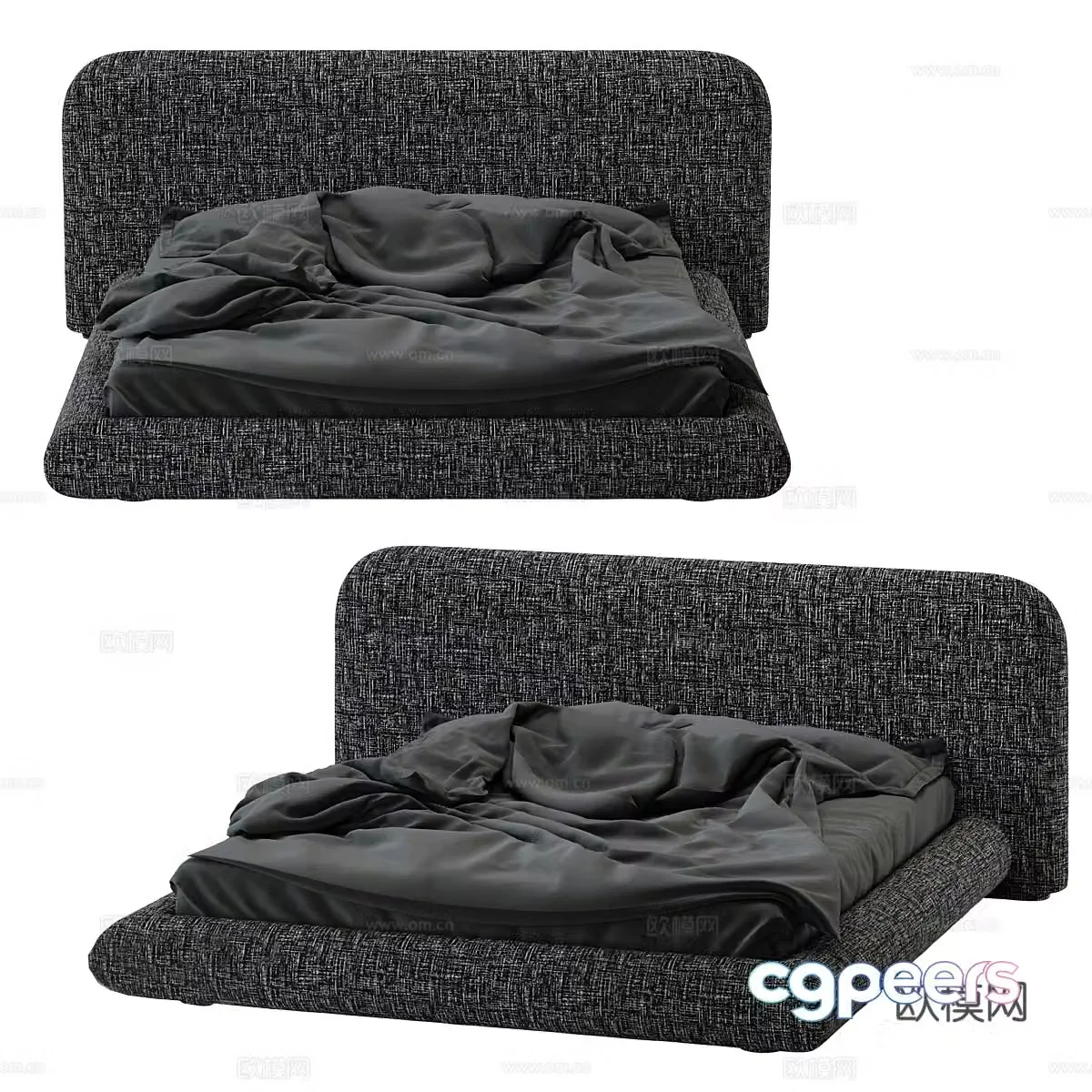 Modern simple double bed Double bed Simple bed Bedroom bed Single bed 3D model