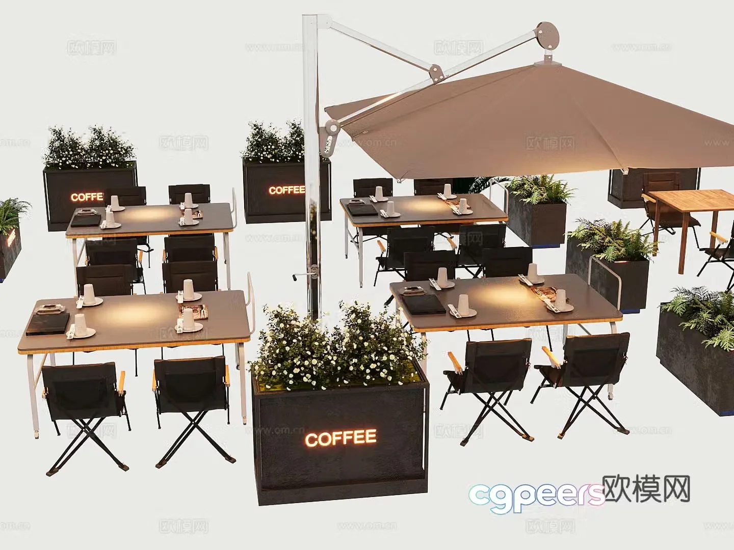 Outdoor table and chairs outdoor business 3D model