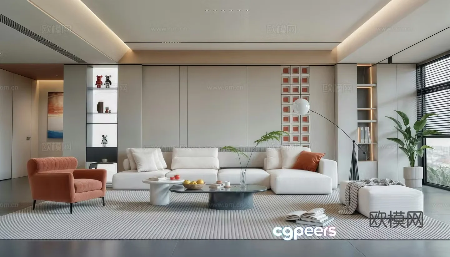Modern living room sofa coffee table combination 3D model