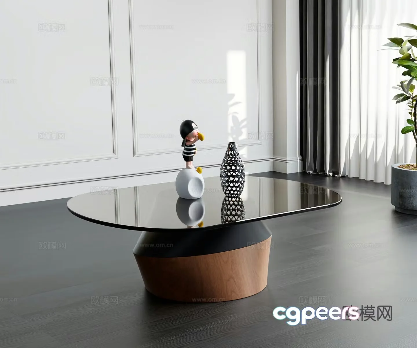 Medium cream tea table cream style 3d model
