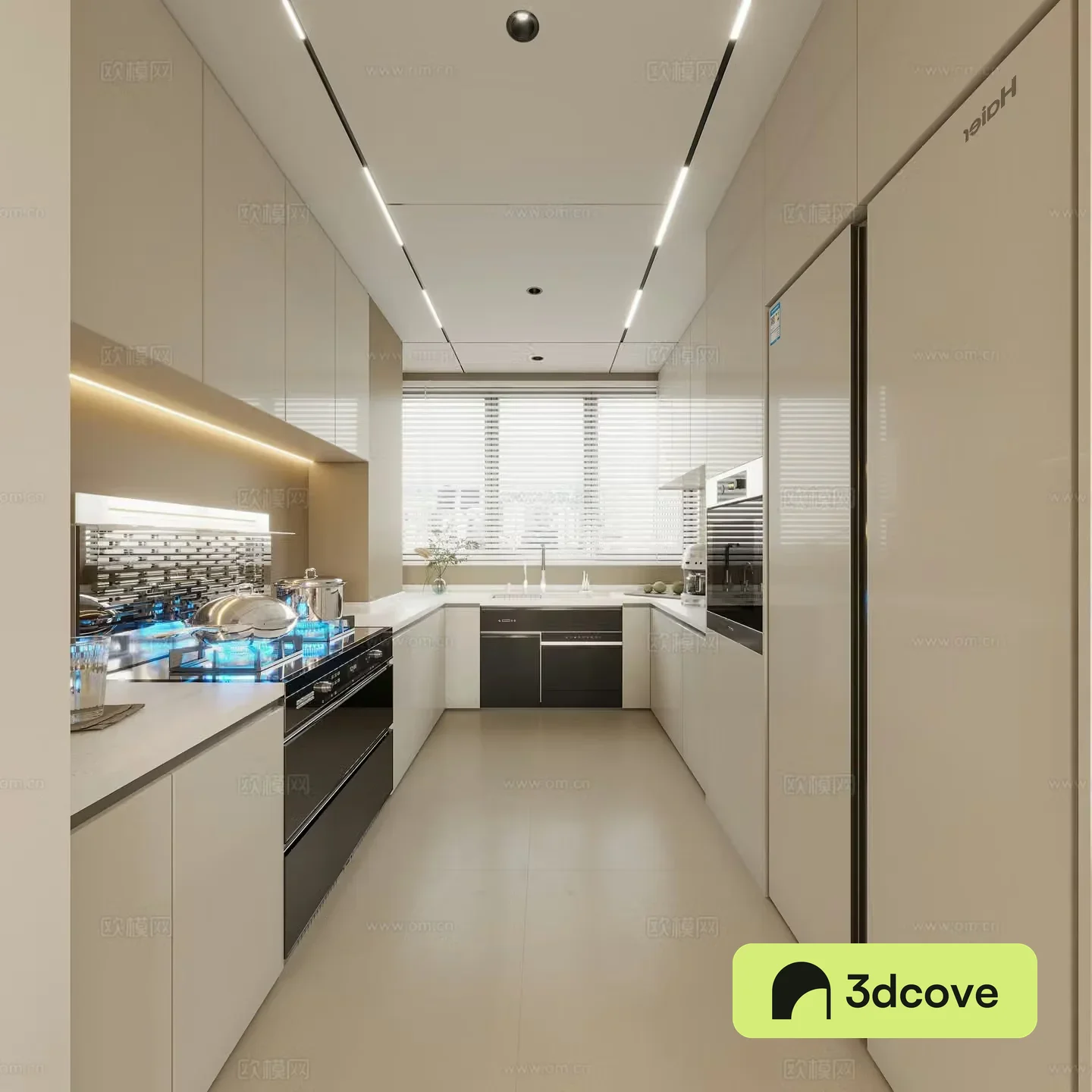 Modern minimalist U-shaped kitchen