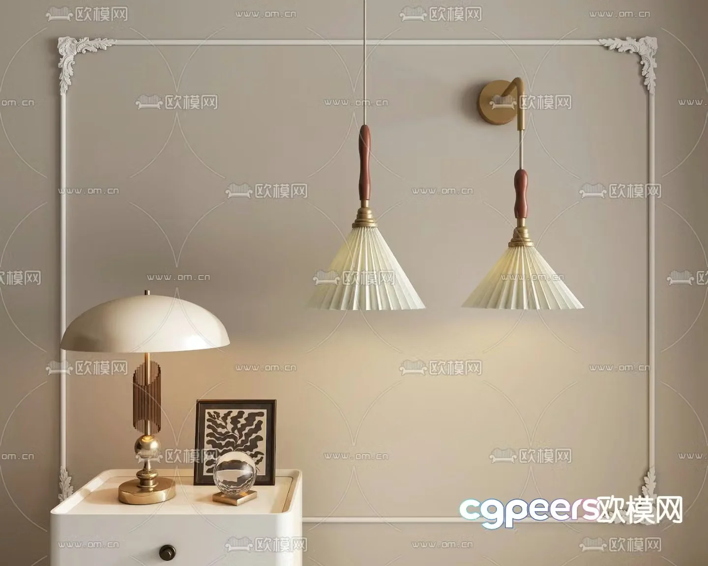 American chandelier pleated wall lamp 3d model