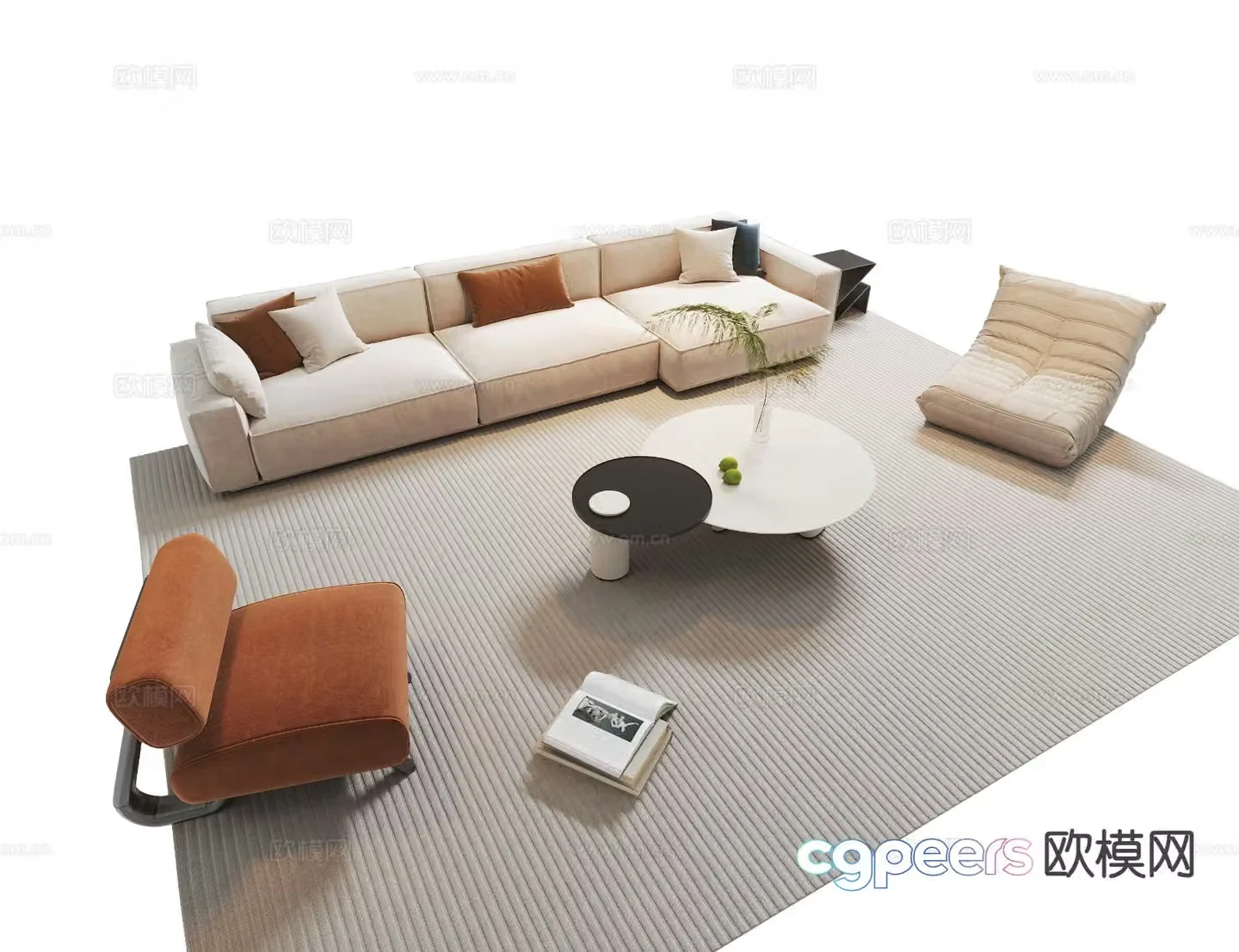 Modern sectional sofa 3d model