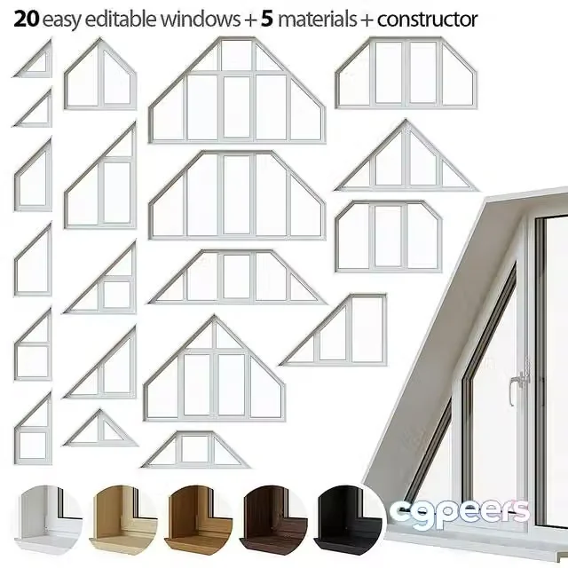 3ds Max Free – Set of trapezoidal windows